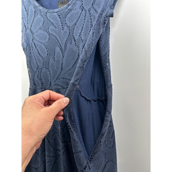 Anthropologie Deletta Navy Lace Overlay Dress Sleeveless Fit & Flare Lined Sz XS - Picture 7 of 8
